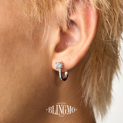 BLINGMO S925纯银圆钻U型四爪耳扣男女高级耳坠时尚轻奢耳钉耳扣