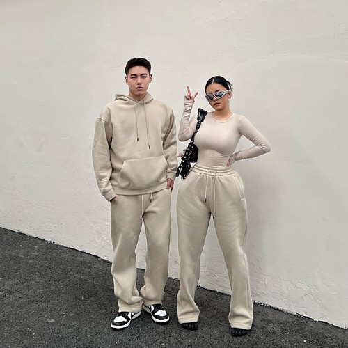 松紧欧美百搭宽松长裤直筒卫裤