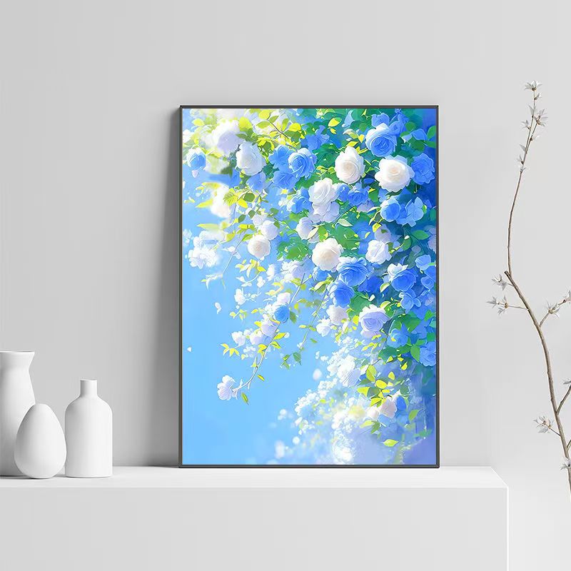 治愈系花卉十字绣新款高颜值唯美线绣客厅卧室玄关diy手工绣小件