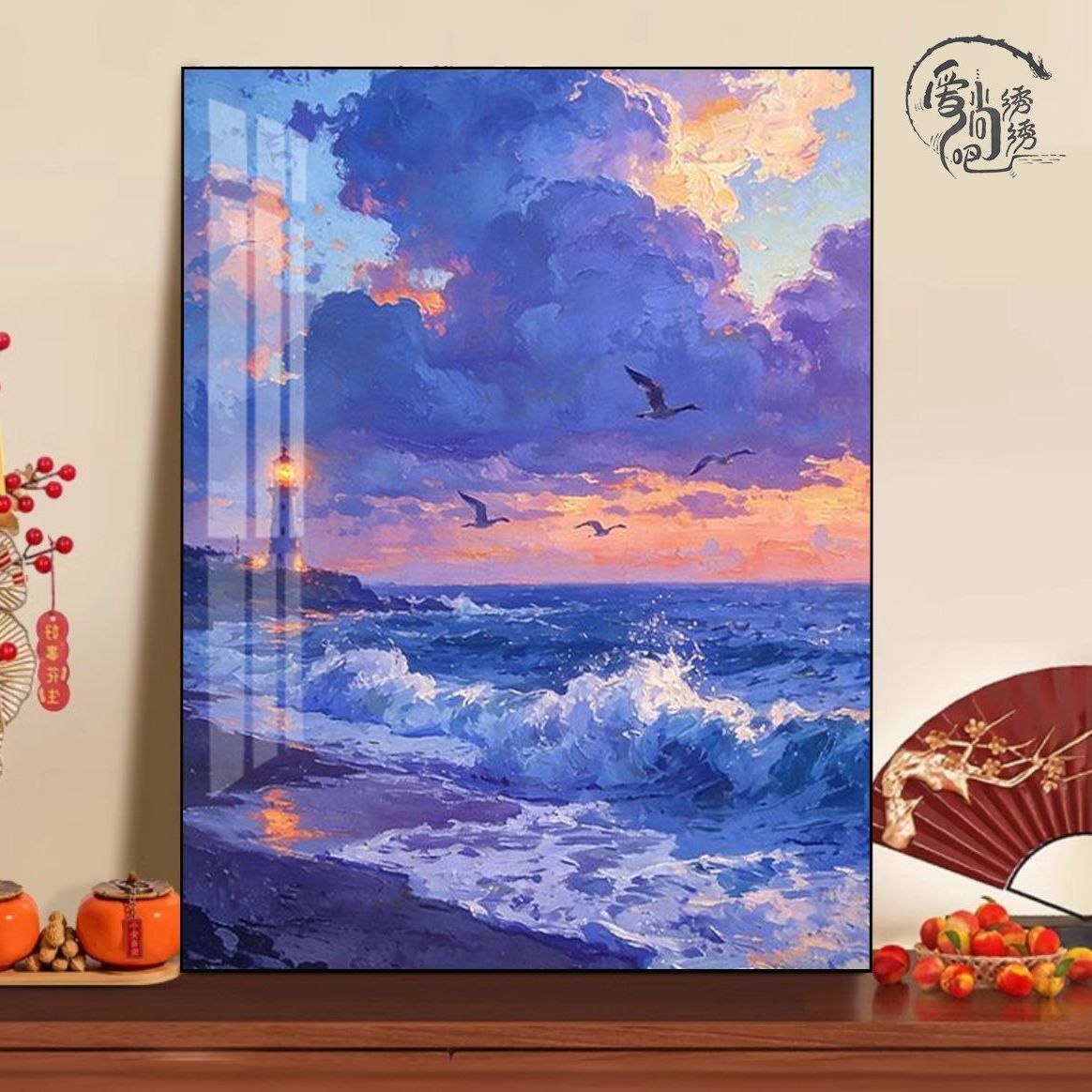 海边灯塔十字绣新款高颜值ins唯美油画风景线绣客厅玄关diy自己绣