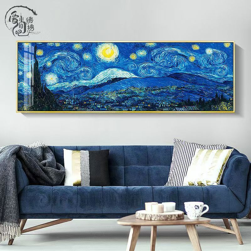 梵高星月夜新款十字绣文艺印象风景名画线绣客厅卧室床头diy刺绣