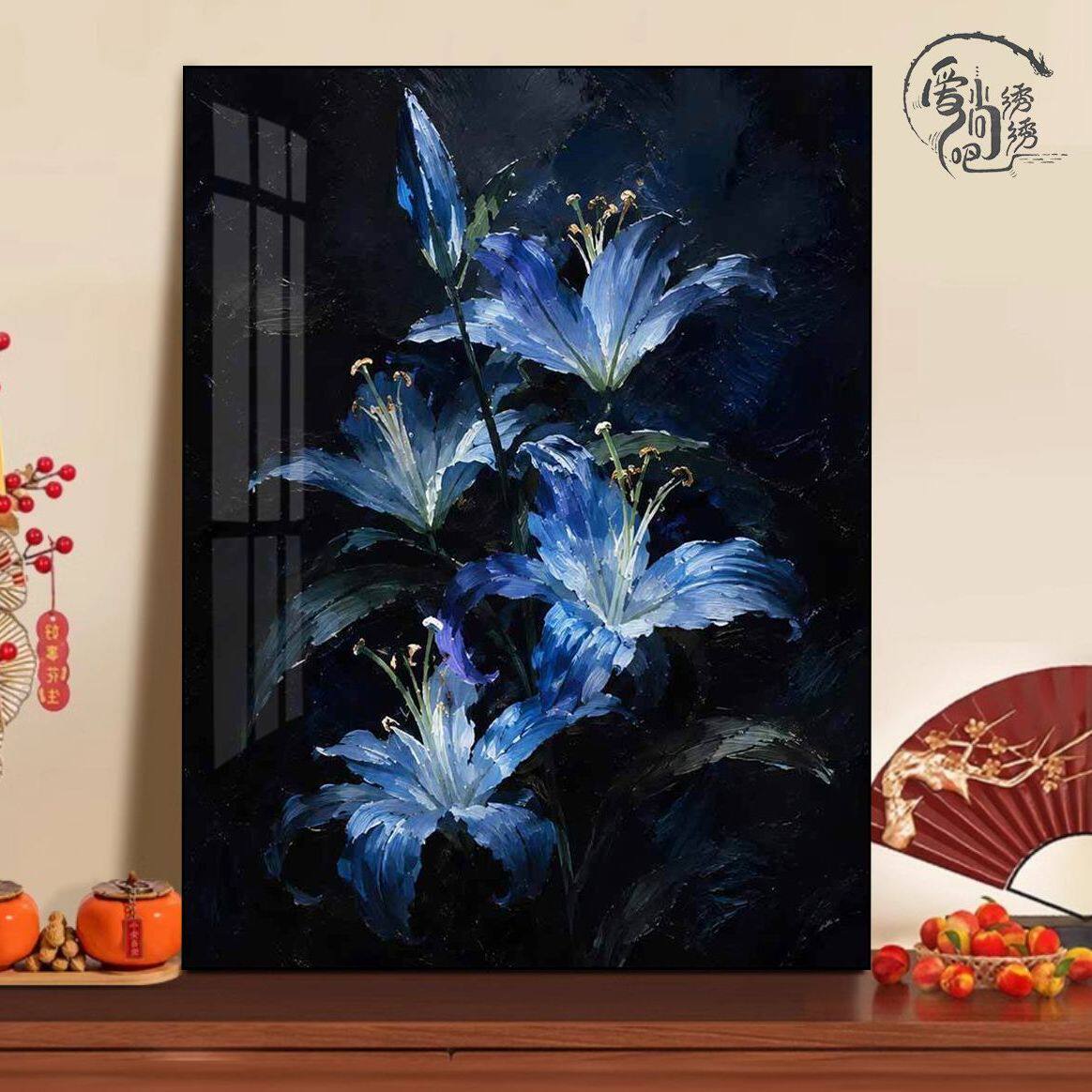艺术百合花十字绣新款氛围高级感花卉装饰线绣客厅玄关diy手工绣