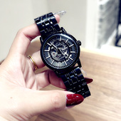 黑武士镂空全自动机械表手表男防水商务时尚 潮流学生个性 潮牌腕表