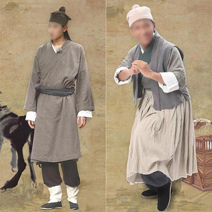影视古装古代店小二古装放牛娃男士棉麻群演老百姓古装家丁书童服
