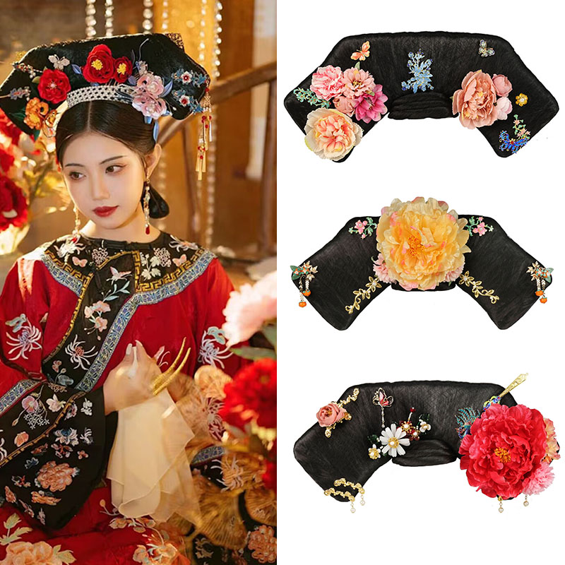 古装清朝大拉翅旗头清宫皇后妃子发饰古风摄影配饰假发头饰