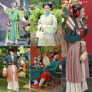 汉服市集古镇卖货郎情侣宋朝古装唐朝男女民俗服装古典传统表演服