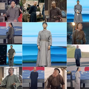 影视清末清朝棉麻男士农民服老百姓长袍马褂掌柜杂役家丁随从古装