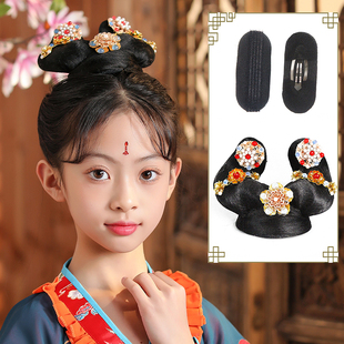 儿童古装造型假发汉服唐制假发包饰品女童唐朝敦煌仙女飞天假发髻