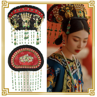 故宫皇后皇妃同款头饰帽子花钿翡翠贵妃佃子古装头饰配饰影楼道具