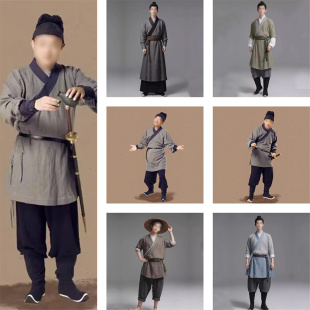 影视古装棉麻百姓服装古代男士汉服家丁樵夫装唐朝宋朝书生演出服