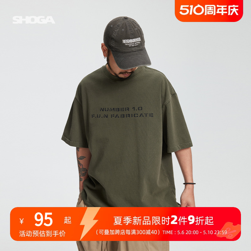 SHOGA320g重磅短袖t恤男夏季宽松日系复古潮流休闲百搭半袖上衣