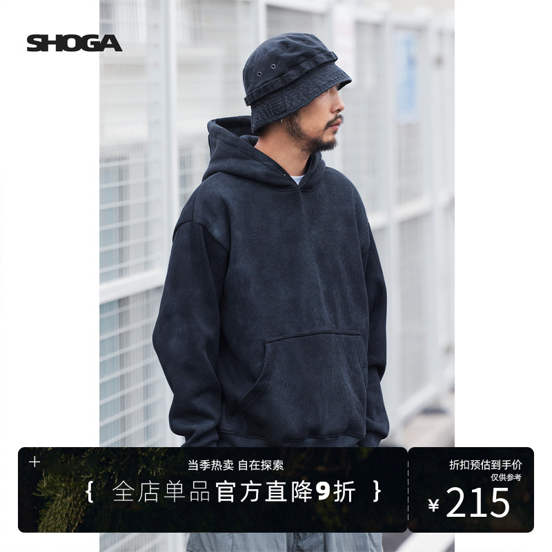 SHOGA日系重磅480G连帽卫衣男秋冬潮牌印花帽衫外套宽松休闲上衣
