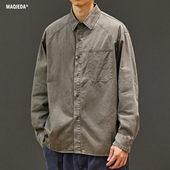 男生日系复古工装 衬衫 翻领休闲通勤衬衣潮流百搭纯棉男士 秋季 长袖