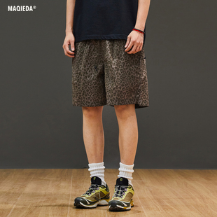 抽绳美式 运动迷彩豹纹短裤 复古裤 子薄款 马切达夏季 透气休闲裤 男士
