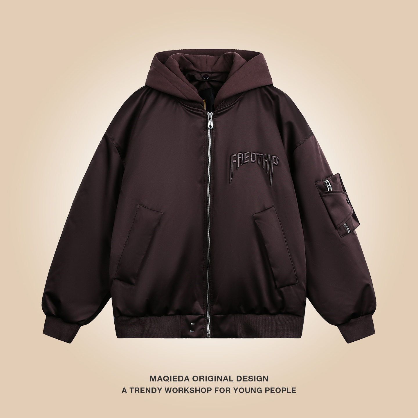 马切达冬季美式字母刺绣羽绒服男