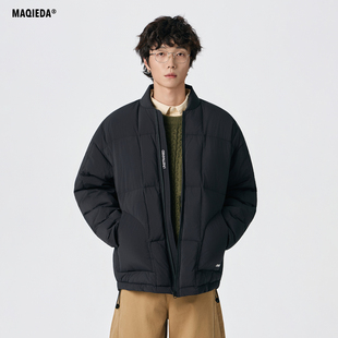 马切达美式简约刺绣痞帅飞行员男款外套冬季立领加厚休闲羽绒服潮