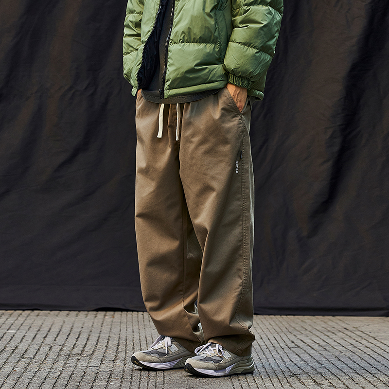 秋季男款宽松百搭休闲长裤纯色直筒男士工装裤日系抽绳潮流裤子