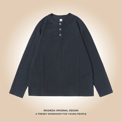 马切达秋季美式亨利领男士毛衣