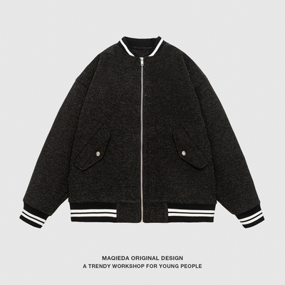 马切达美式复古棒球服羽绒服男生