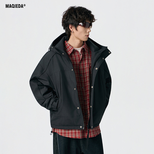 马切达冬季户外高领连帽工装羽绒服男款保暖宽松外套机能百搭冬装