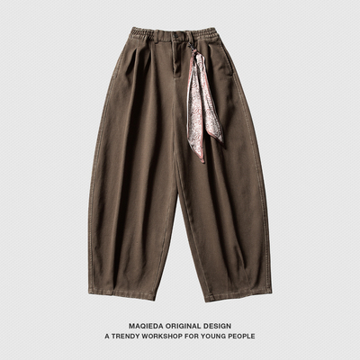 2025新款美式加绒男士阔腿休闲裤