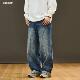 男宽松直筒百搭长裤 水洗休闲潮牌流行裤 子2025秋季 复古牛仔裤 新款