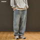 竹节棉百搭休闲长裤 马切达2026新款 夏季 复古直筒牛仔裤 水洗男美式