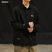 马切达春季 潮牌 翻领春秋长袖 男生休闲polo衫 日系清新情侣卫衣男士