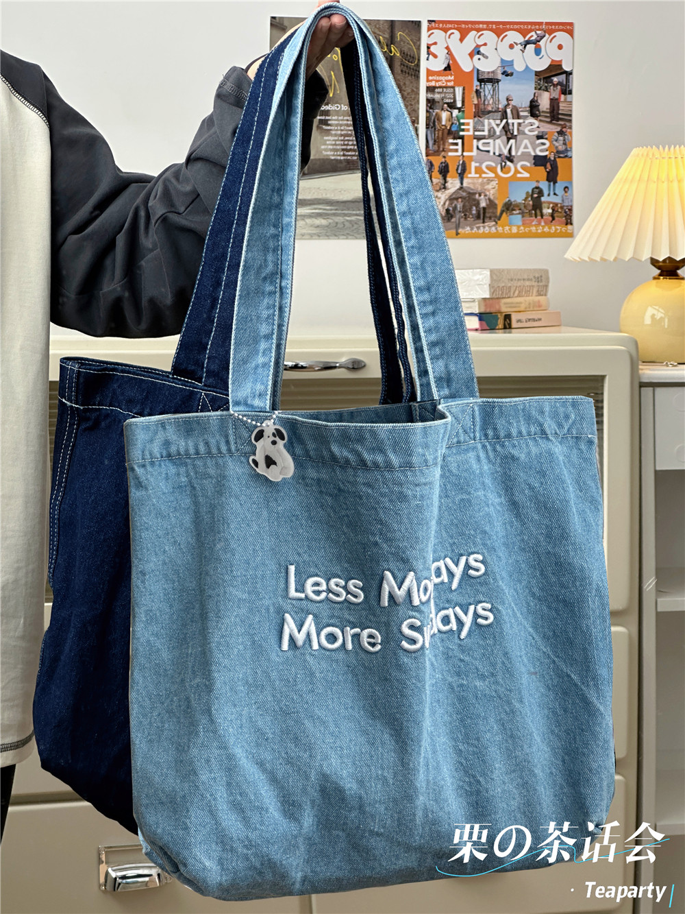 复古美式牛仔帆布包 ins大容量刺绣单肩包学生上课通勤百搭手提包,箱包皮具/热销女包/男包,通用款女包,淘宝优惠券,粉丝福利购,淘宝优惠卷