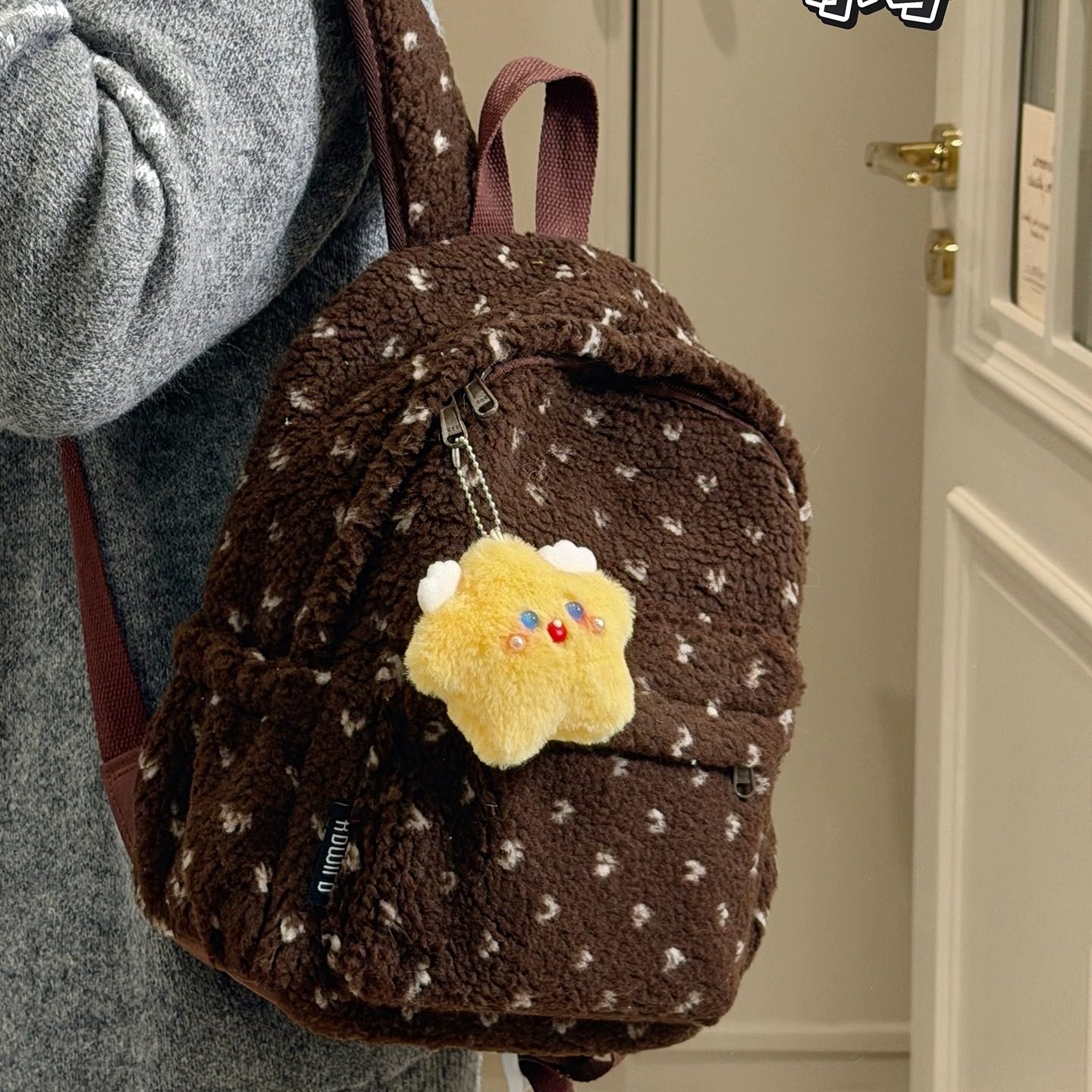 韩系ins波点毛绒双肩包女冬季 初高中学生书包休闲百搭轻便小背包,箱包皮具/热销女包/男包,双肩背包,淘宝优惠券,粉丝福利购,淘宝优惠卷