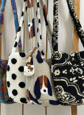 2025秋冬毛绒绒小包包女 韩系ins风豹纹休闲百搭水桶包学生斜挎包