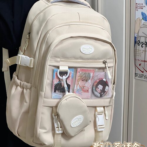 ins学院风少女痛包 初中高中学生书包简约百搭双肩包大容量电脑包