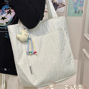 日系文艺学生上课百搭通勤帆布单肩包 小众设计ins风大容量包包女