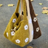 韩系ins风毛呢包包女秋冬毛绒绒托特包 学生休闲百搭大容量单肩包