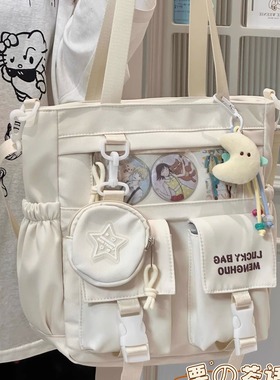日系ins可爱痛包斜挎包女 学生手提补习袋大容量百搭托特包单肩包