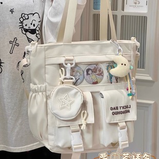 日系ins可爱痛包斜挎包女 学生手提补习袋大容量百搭托特包单肩包