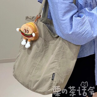 休闲简约单肩包包女 ins复古大容量帆布包包学生党百搭通勤托特包