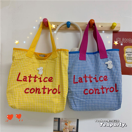 韩国ins风糖果色少女软妹帆布包