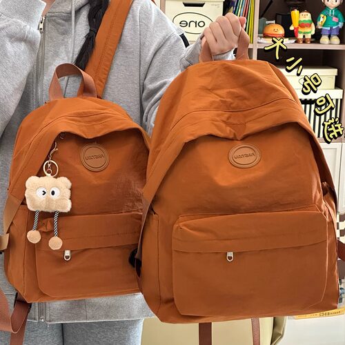 日系ins简约百搭纯色书包女 轻便小背包初中女生高中大学生双肩包