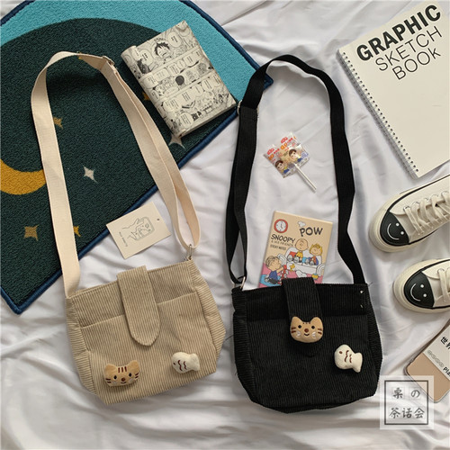 原宿风灯芯绒韩国ins学生斜挎包