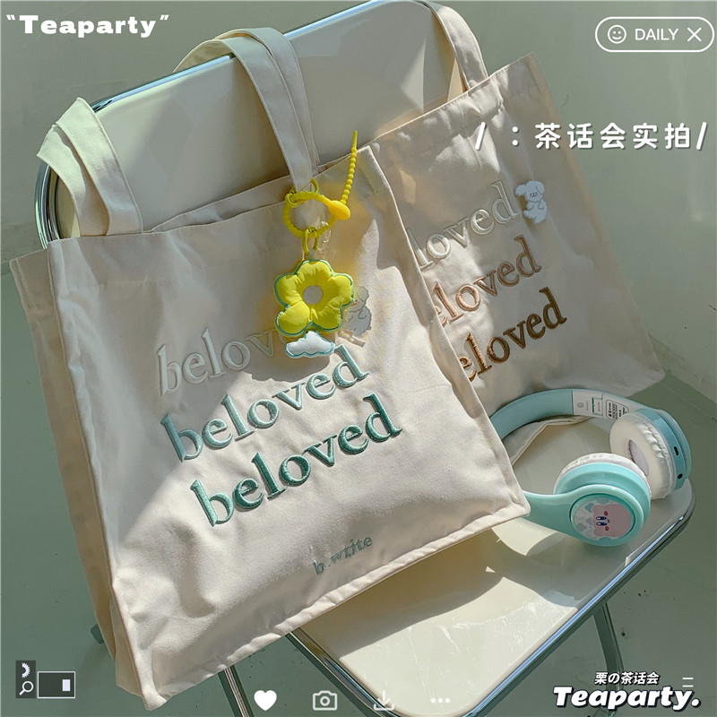 韩版ins复古百搭帆布包女手提单肩包 大容量少女大学生通勤背包女