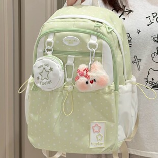 甜美学院风星星波点双肩包女大容量小清新学生上课书包高颜值背包