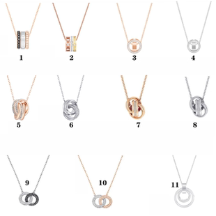 双环项链女 三环环相扣玫瑰金转运珠时来运转情侣锁骨链吊坠礼物