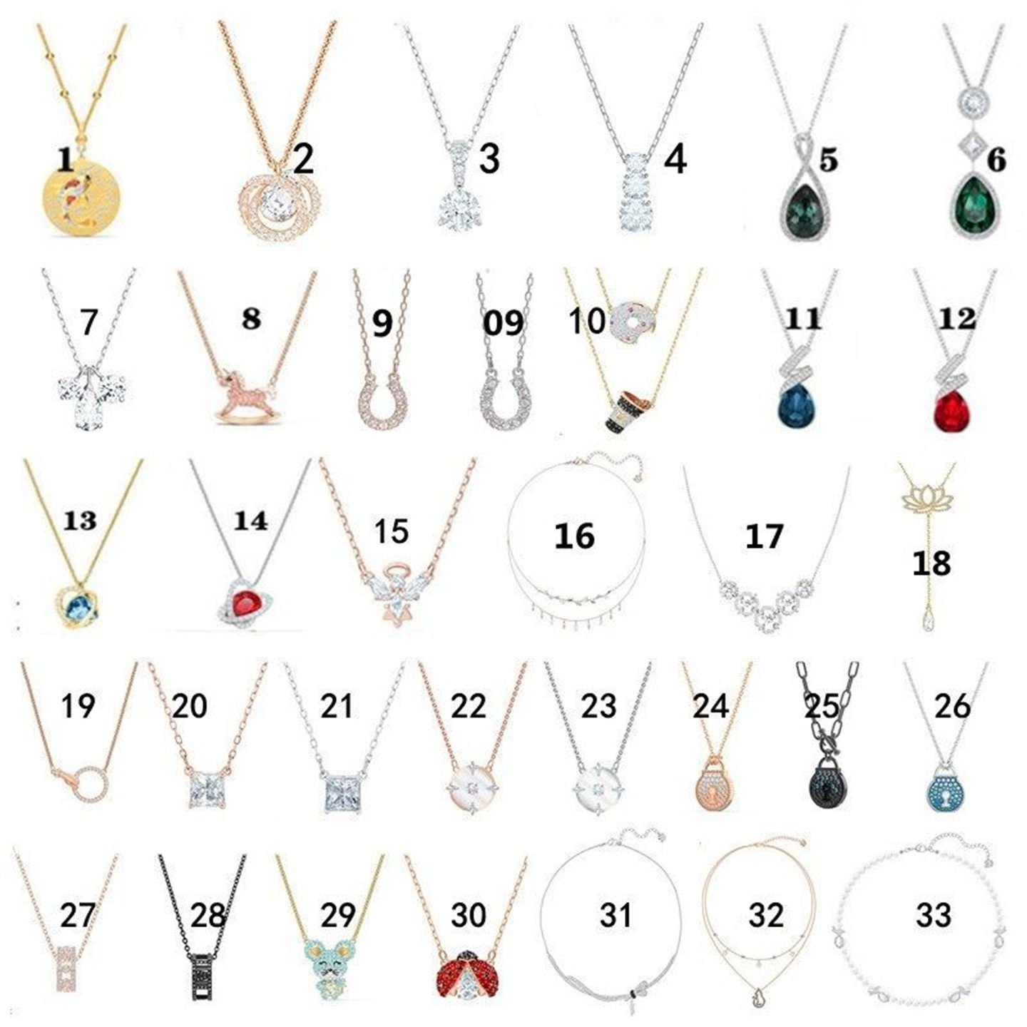 女项链小天使祖母绿红蓝宝石马蹄兰心荷花珍珠锁骨链礼物王一博同