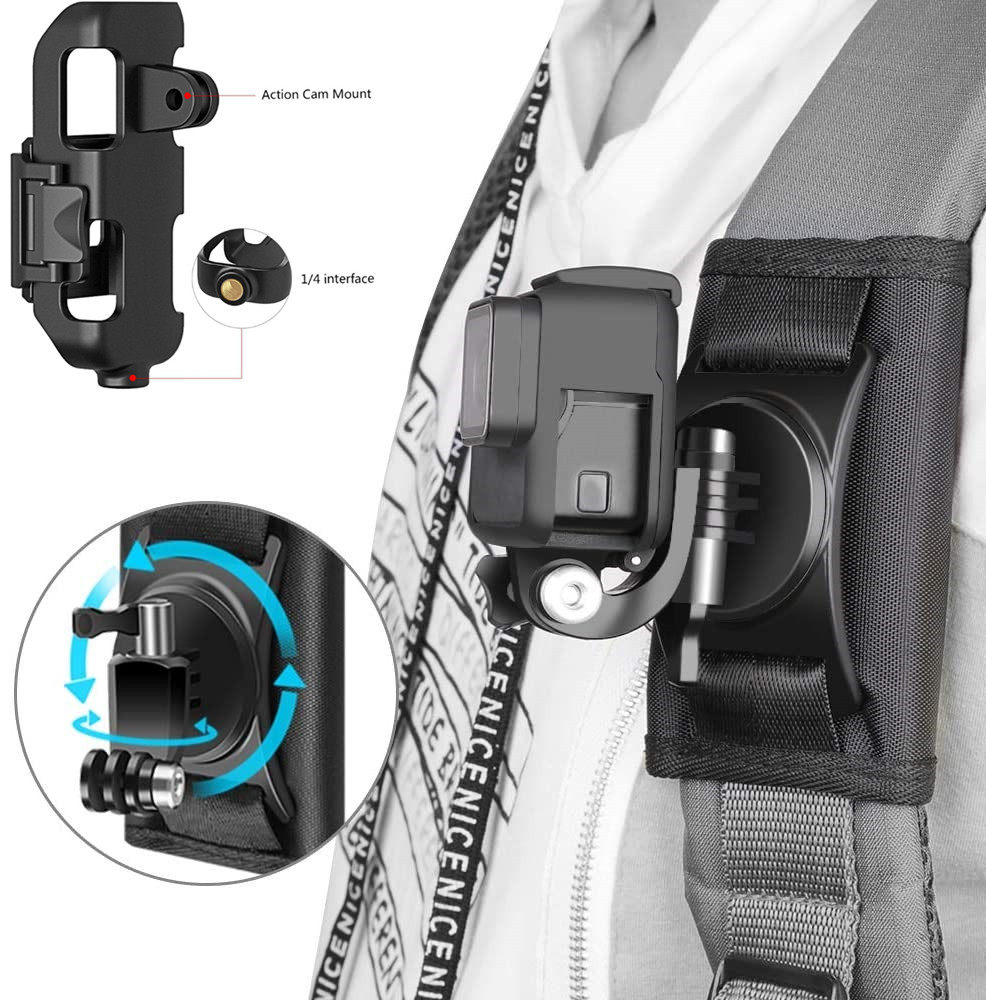 适用大疆口袋灵眸GOPRO小米ONE R全景运动相机OSMO POCKET2背包夹