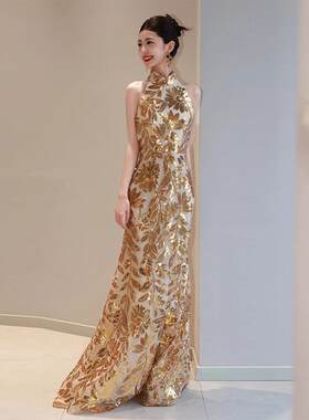 新中式敬酒服新娘高端气质名媛千金风鱼尾宴会礼服连衣裙明星同款