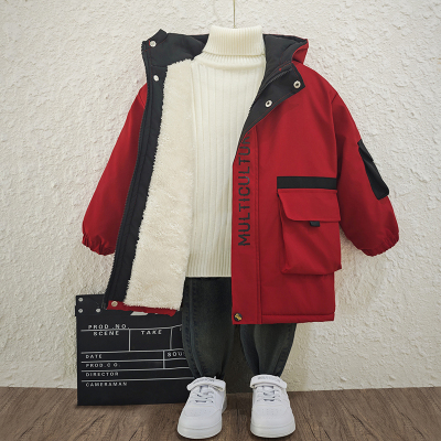 男童秋冬装加绒加厚外套中长款