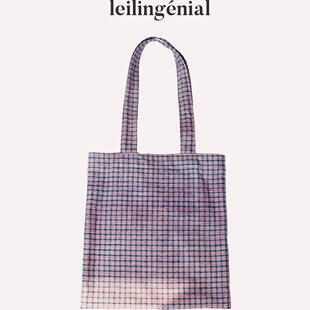 leilingenial ｜手织老布粗布托特包帆布包红色格子