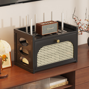 客厅路由器置物架机顶盒wifi光猫无线网收纳盒靠墙落地式储物架子