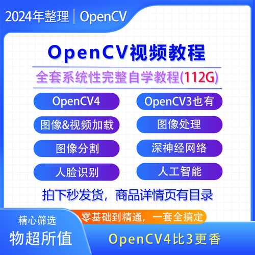 2024全套OpenCV4视频教程零基础入门图像处理+视频分析系统性课程